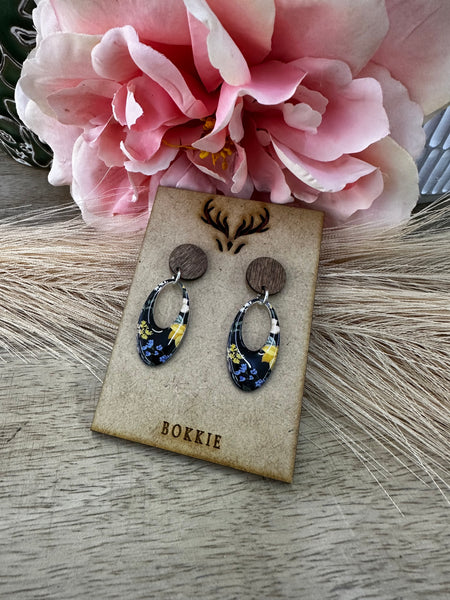 Yellow & Blue Flower Earrings