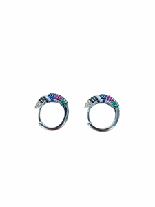 Multicolored Cubic Zirconia Huggy Hoop Earrings
