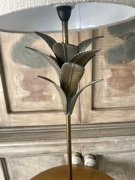 Nude Lamp with Golden Brass Leaf Stand