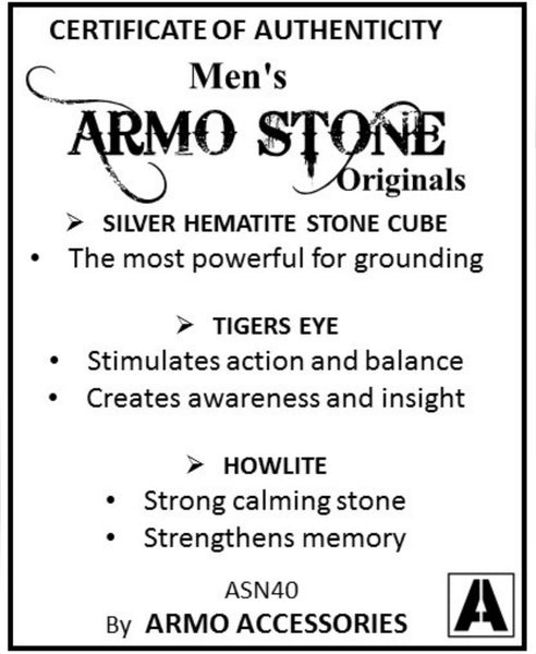 Armo Matt Tigers Eye and Howlite Stones