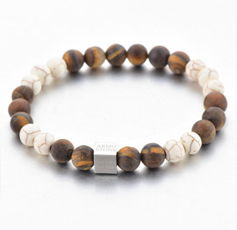 Armo Matt Tigers Eye and Howlite Stones