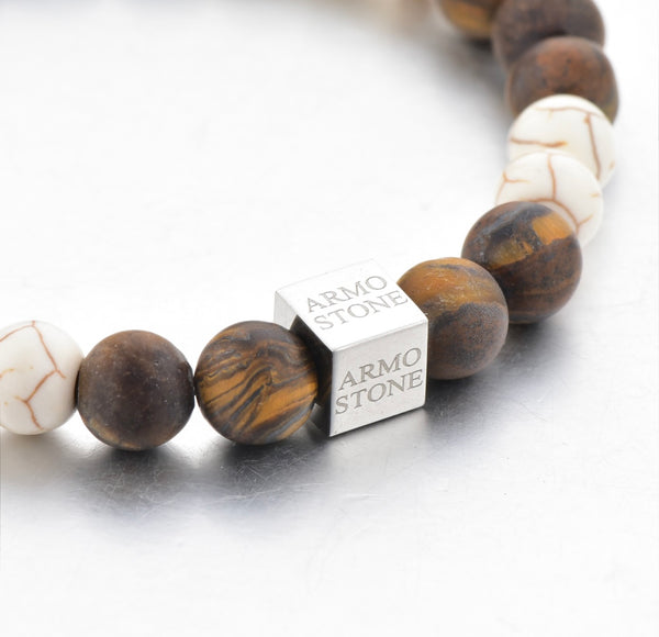 Armo Matt Tigers Eye and Howlite Stones