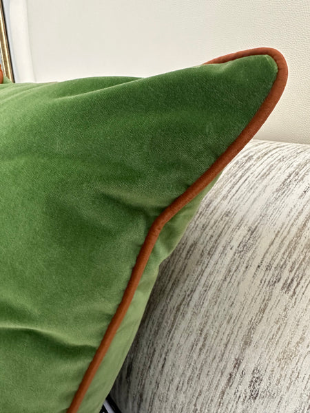 Velvet Pistachio / Rust Pipe Scatter Cushion