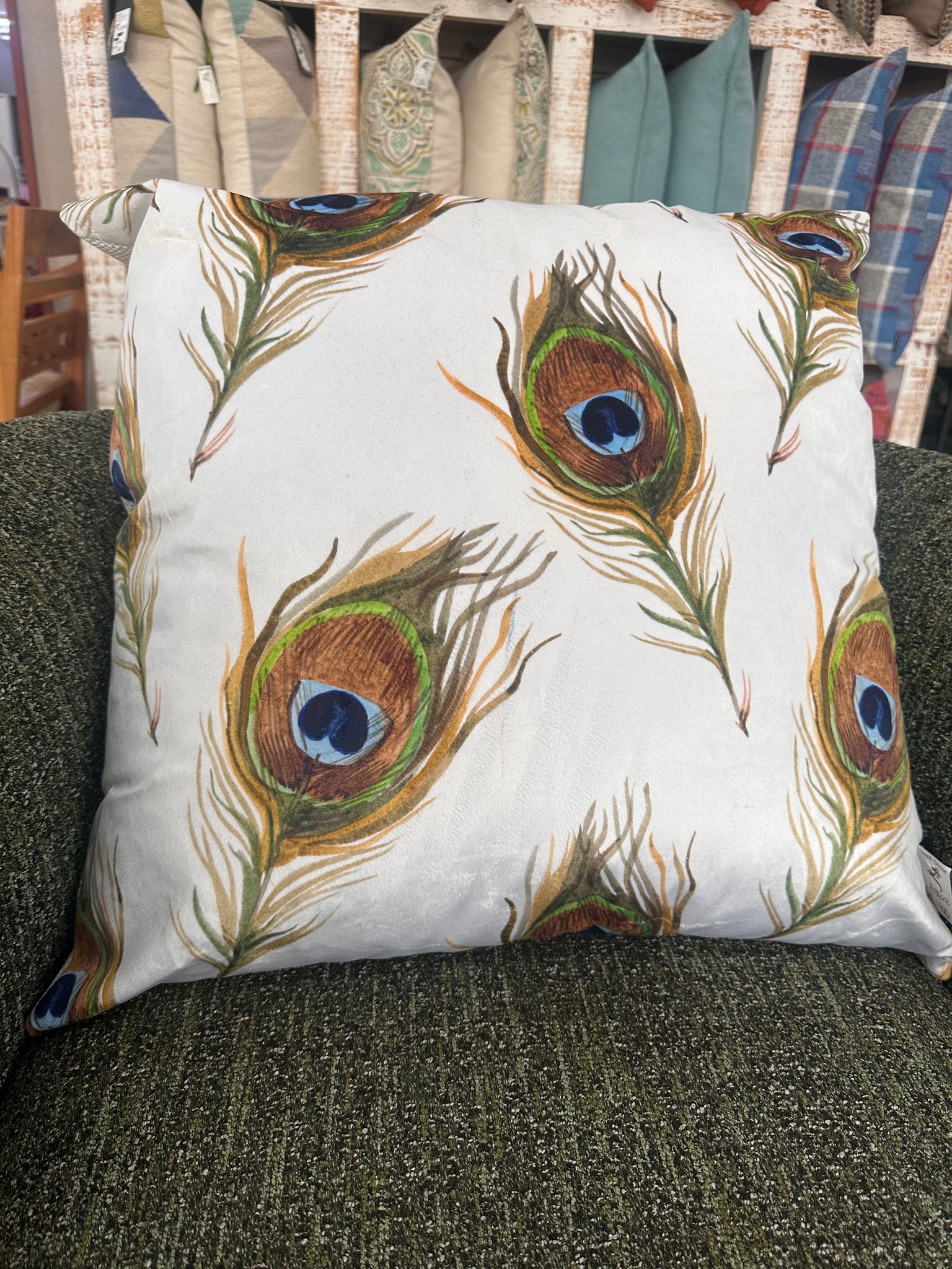 Print Peacock Feather Scatter Cushion