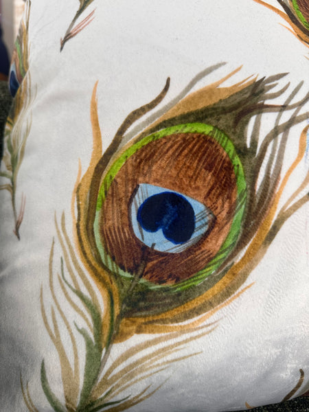 Print Peacock Feather Scatter Cushion