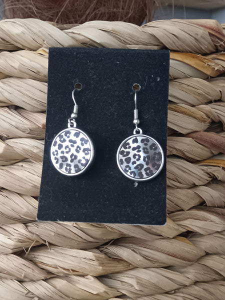 Leopard Print Silver Earrings