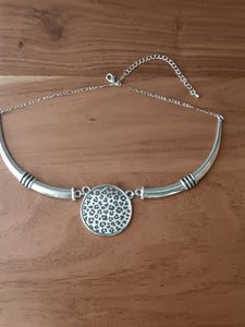 Leopard Print Silver Necklace