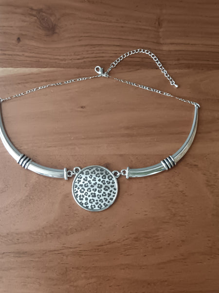 Leopard Print Silver Necklace