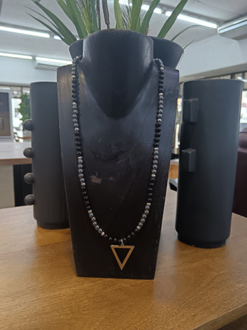 Onyx Hematite Mens Necklace