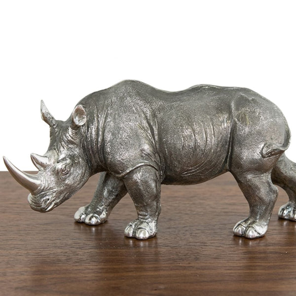 Silver Rhino Decorative Ornament (36cm)