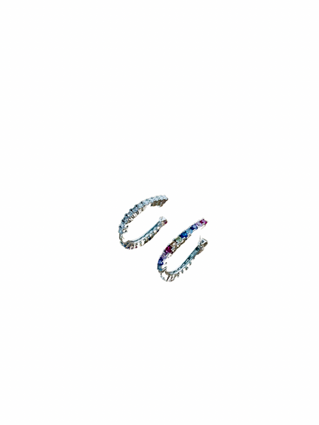 Multicolored Cubic Zirconia Hoop Earrings