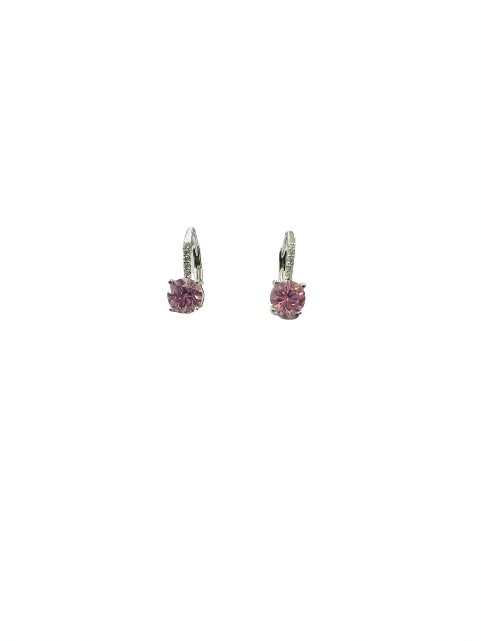 Pink Cubic Zirconia Drop Stud Earrings