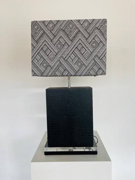 Side Table Lamp Crocodile Texture with Square Shade - Geo Printed