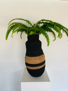 Black Two - Tone Naturally Woven Grass Basket