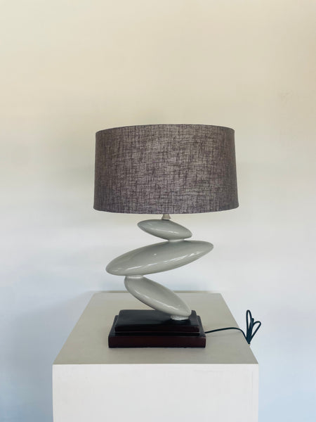 Stacked Pebble Lamp with Grey Shade