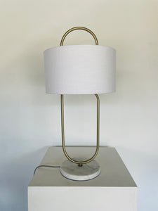 Modern Luxury Gold and Marble Table Lamp with White Shade