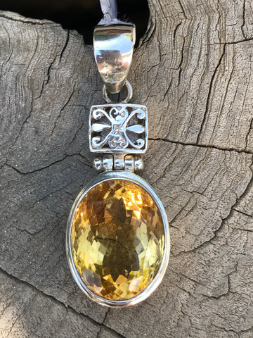 Citrine & Silver Pendant