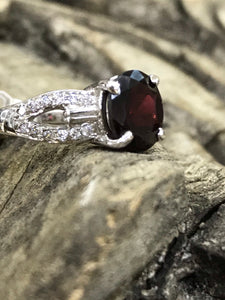 Garnet & Cubic Ring (Size N)