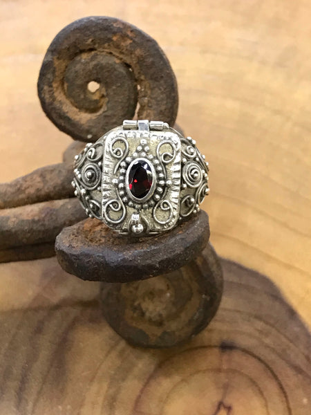 Antique Garnet Locket Ring