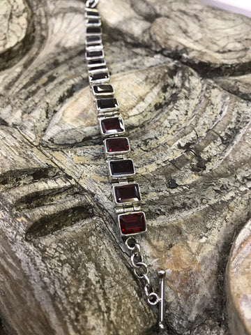 Garnet Rectangle Bracelet 19.5cm