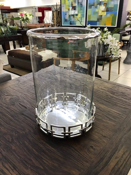 Modern Glass Candle Holder with Chrome Base